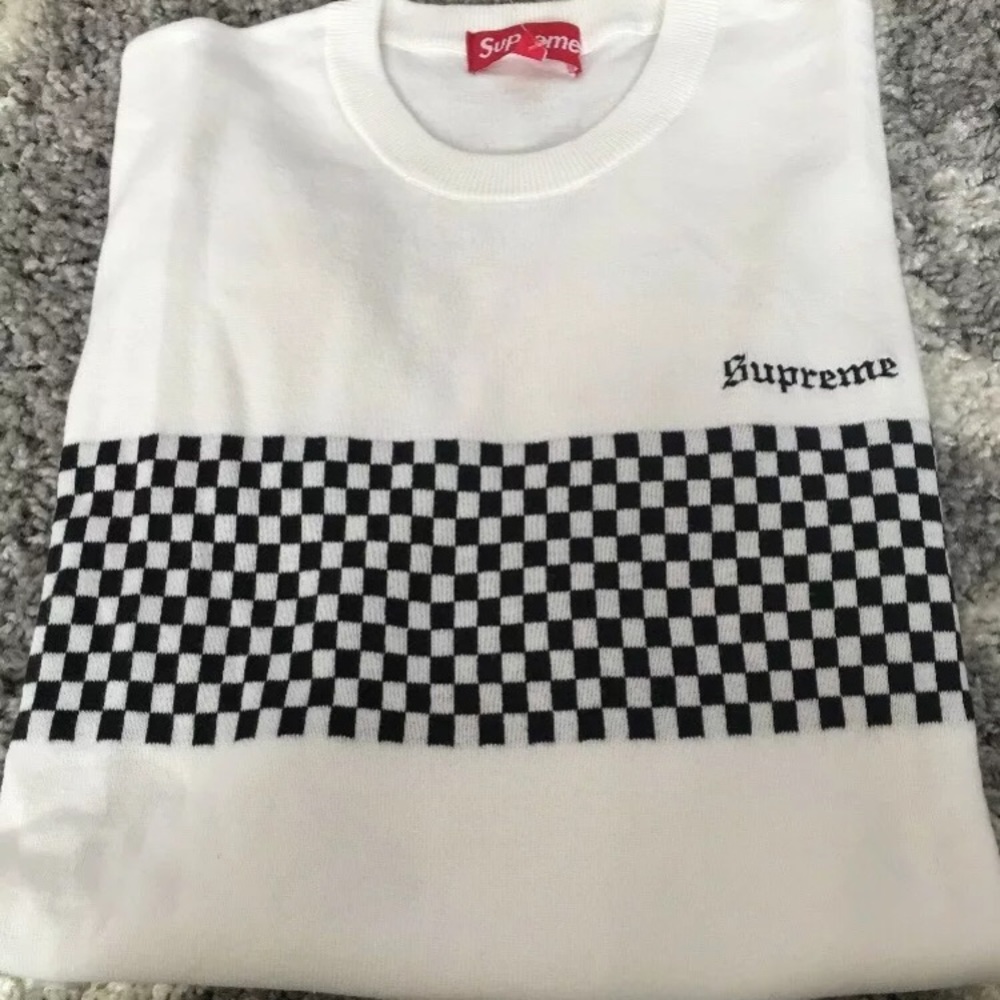 Supreme Checkered Panel Crewneck Sweater